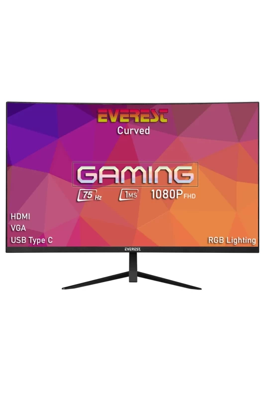 Everest M-555 23.6" 75hz 1ms Hdmı, Vga, Type C Fullhd 1080p Rgb Curved Oyuncu Monitör CTY-M555